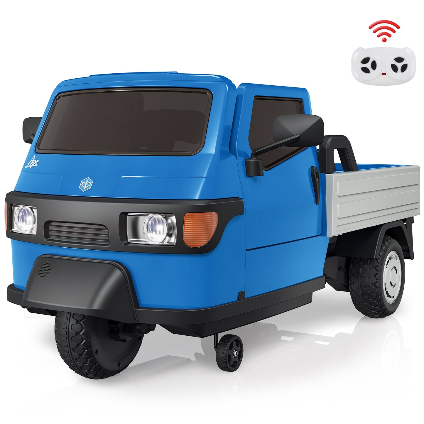 Officially Licensed Piaggio APE 12V Ride On Truck for Kids, Electric 3-Wheel Cargo Truck with Openable Cargo Bed, Parent Remote Control, LED Lights & Music, Ride On Car for Boys & Girls Ages 3-6