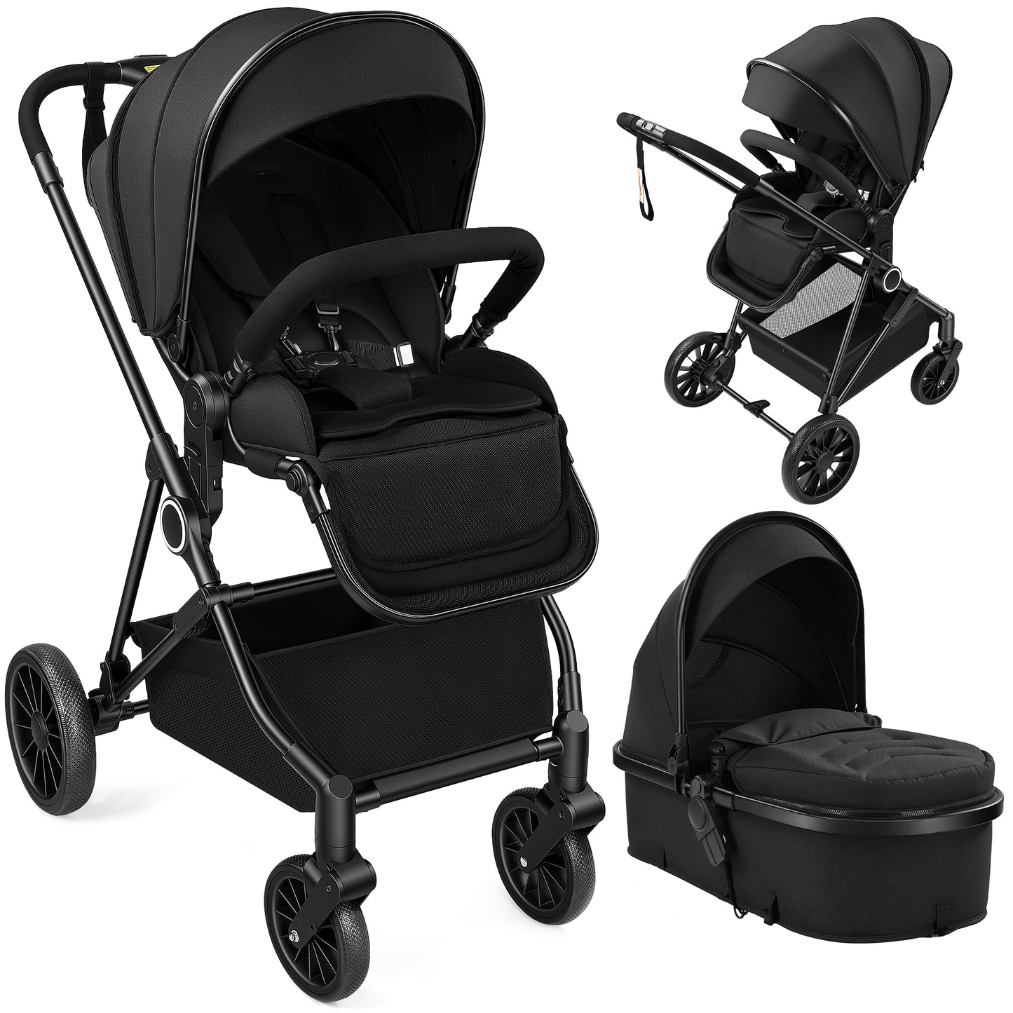 Vomeast 2 in 1 Baby Strollers, Foldable Travel Stroller with Reversible Seat, All-Wheel Suspension, 5-Point Harness