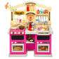Wisairt Play Kitchen Set, 2.6FT Tall Kids Play Kitchen w/ Realistic Lights Sounds Simulation Spray for Toddlers Girls Boys Gift, Orange - 22x12.6x31.5in