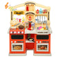 Wisairt Play Kitchen Set, 2.6FT Tall Kids Play Kitchen w/ Realistic Lights Sounds Simulation Spray for Toddlers Girls Boys Gift, Orange - 22x12.6x31.5in