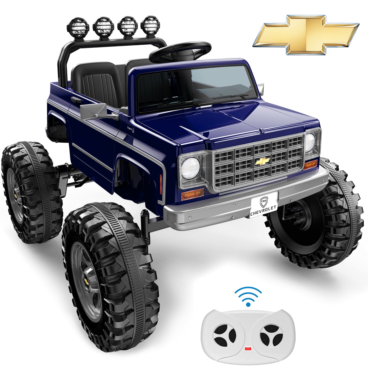 Chevrolet Cheyenne 24 Volt Ride on Toys with Remote, Ride on Truck for Big Kids 3-8 Years, Wisairt Power Car Wheels with 2 Seater, Black