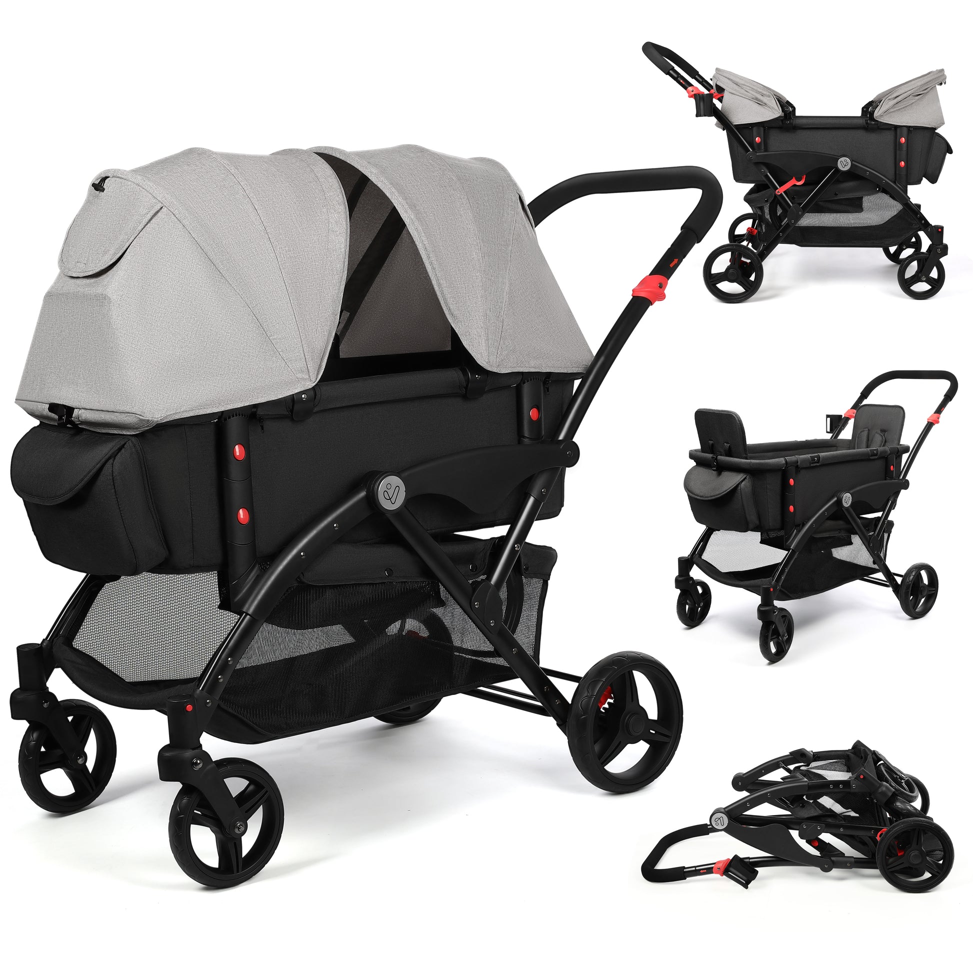 2 seater stroller wagon Vomeast Wagon Stroller with Canopy, 2-Seat Stroller Wagon for Kids, 5- – WISAIRT