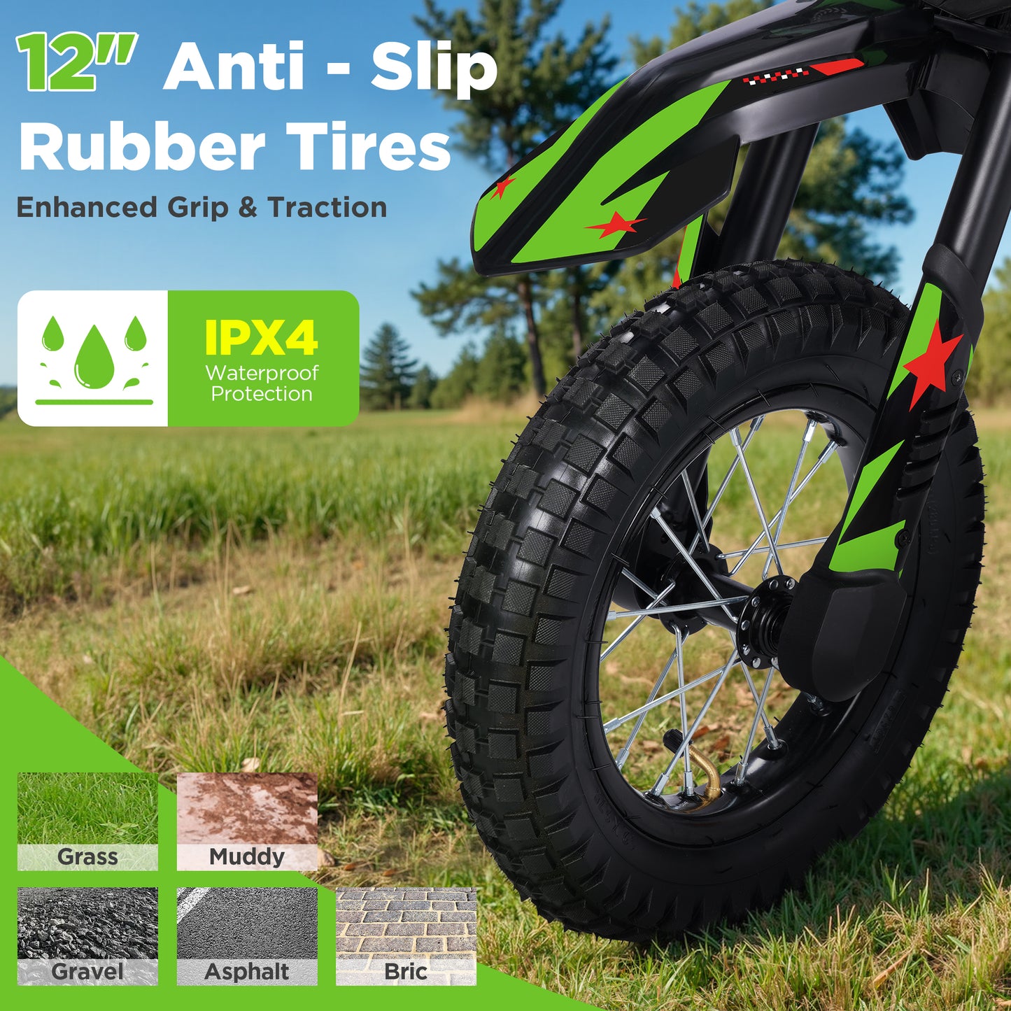 Wisairt 36V Kids Electric Dirt Bike, 15.5 MPH High-Speed Electric Motorcycle Ride on Dirt Bike for Kids Aged 5-10, 133 LBS Max Load, 10-Mile Range, Waterproof Seat, Twist Grip Throttle