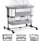 Vomeast Baby Bassinet, Bedside Sleeper Bedside Crib, Folding Portable Crib with Zipper, Grey