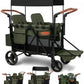 Vomeast Upgrade Wagon Stroller for 2 Kids, 2-Seater Outdoor Baby Stroller Wagon with Canopy, 5-Point Harness, Adjustable Handle(Black)