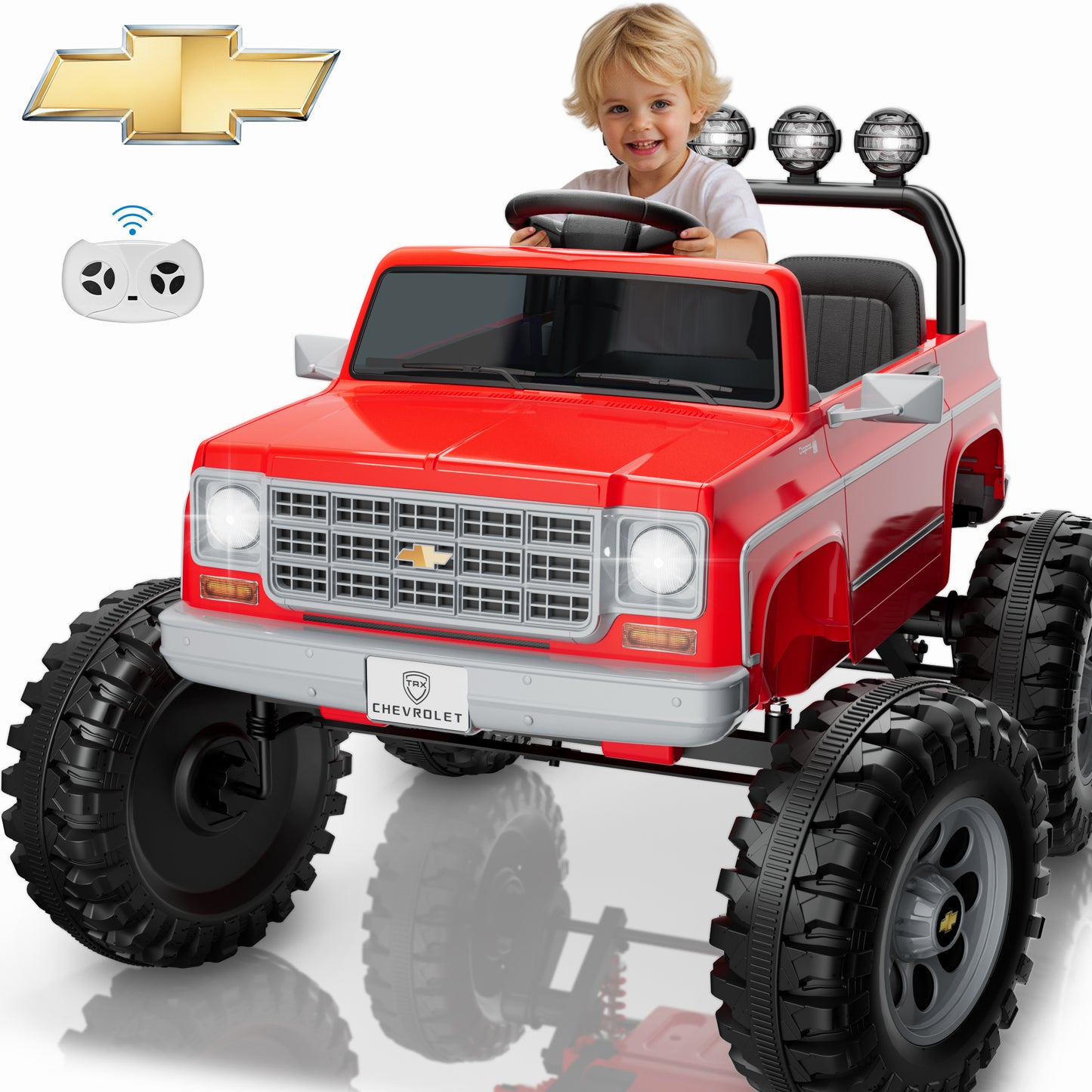 Chevrolet Cheyenne 24 Volt Ride on Toys with Remote, Ride on Truck for Big Kids 3-8 Years, Wisairt Power Car Wheels with 2 Seater, Black