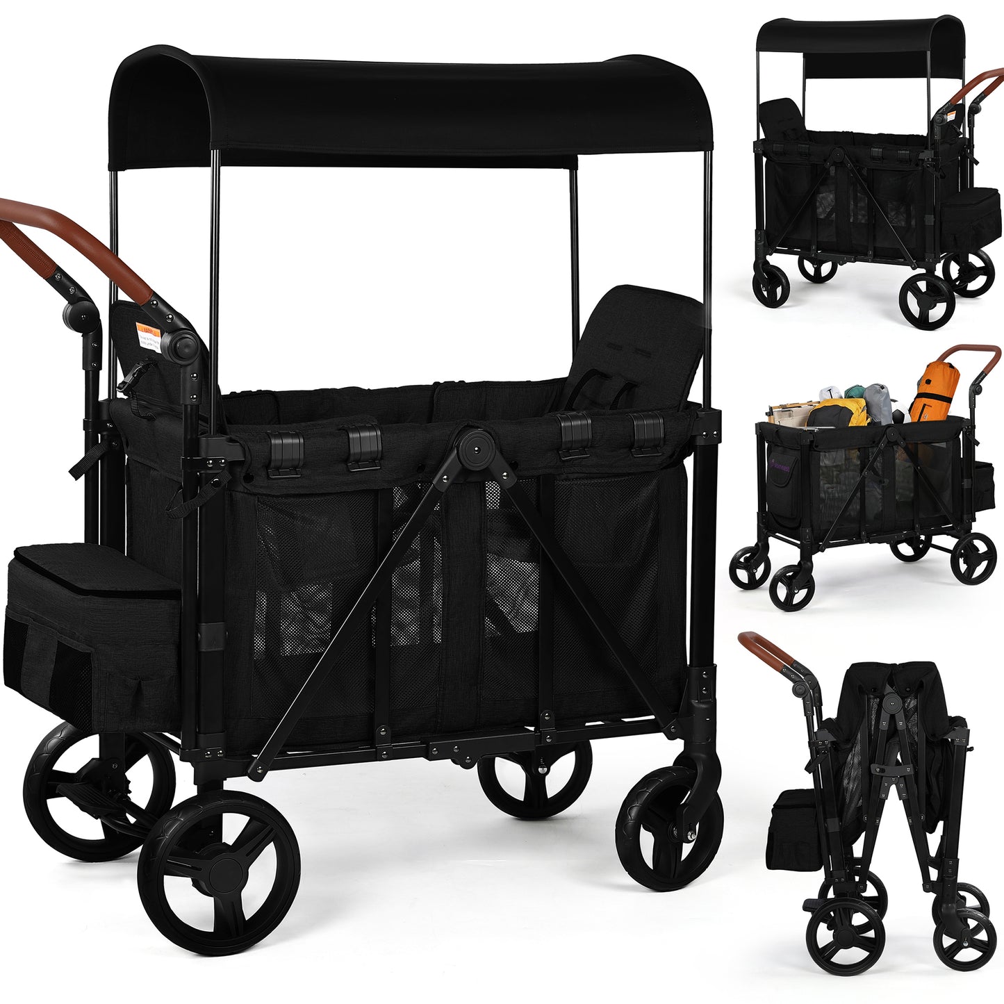 stroller wagon with 5 point harness Vomeast Wagon Stroller for 2 Kids, 3-in-1 Outdoor Baby Stroller Wagon – WISAIRT