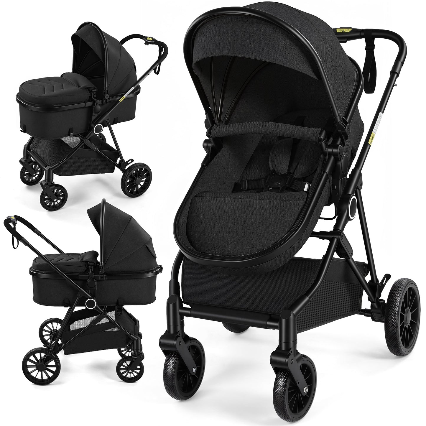 Vomeast Baby Strollers, 3-in-1 Foldable Lightweight Travel Stroller with Reversible Bassinet & 5-Point Harness for Newborn Infant