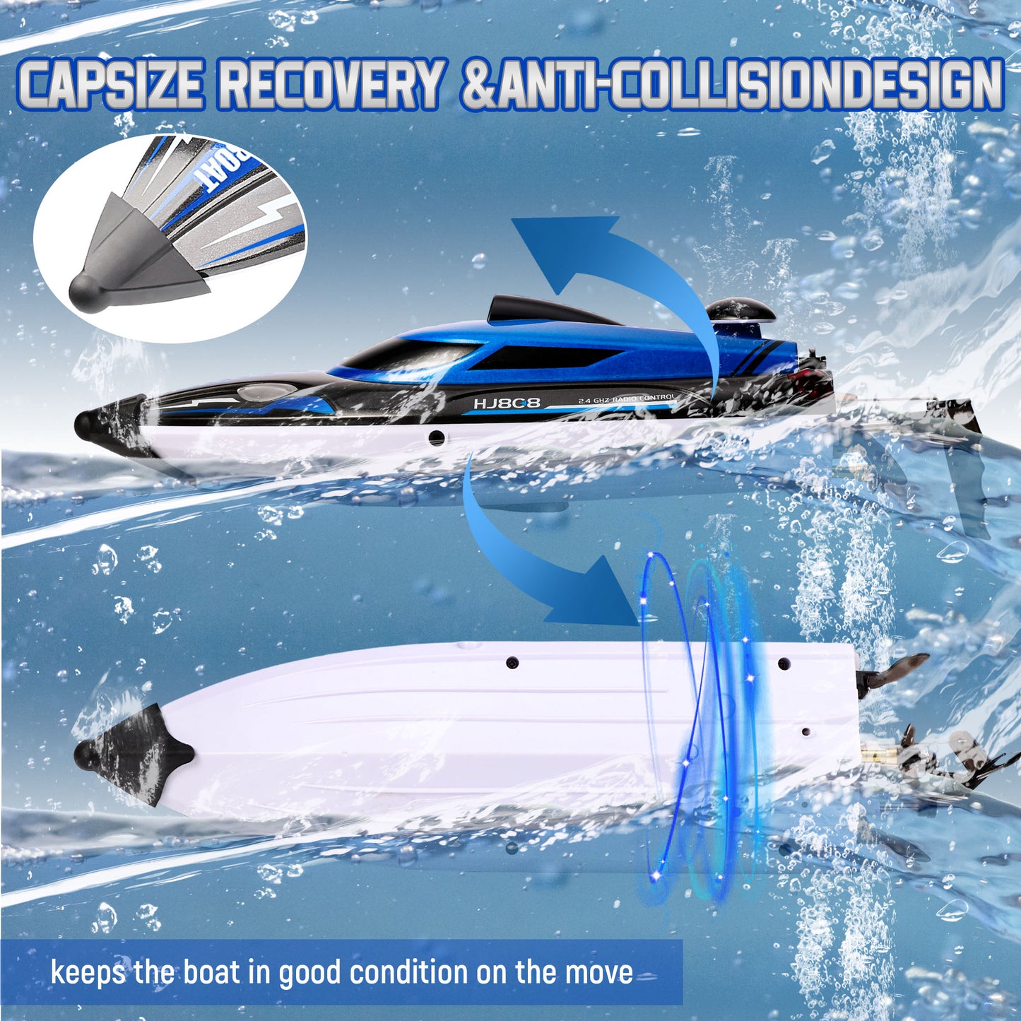 WISAIRT RC Boat,High Speed Remote Control Boat for Adults and Kids