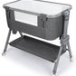 Vomeast Baby Bassinet, Bedside Sleeper Bedside Crib, Folding Portable Crib with Zipper, Grey