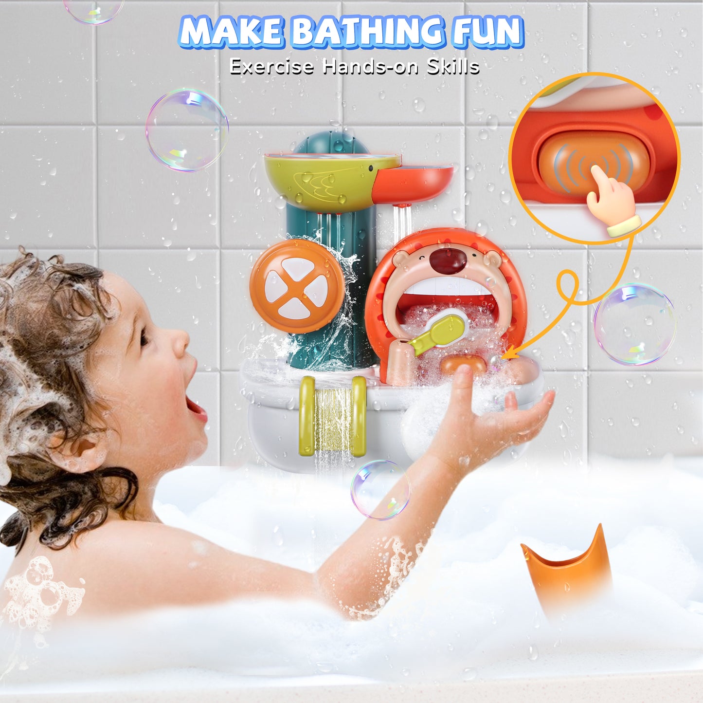 Vomeast Bath Toys, Baby Bubble Bath, Lion Bathtub Toys for Baby and Toddler, Boys Girls Gifts