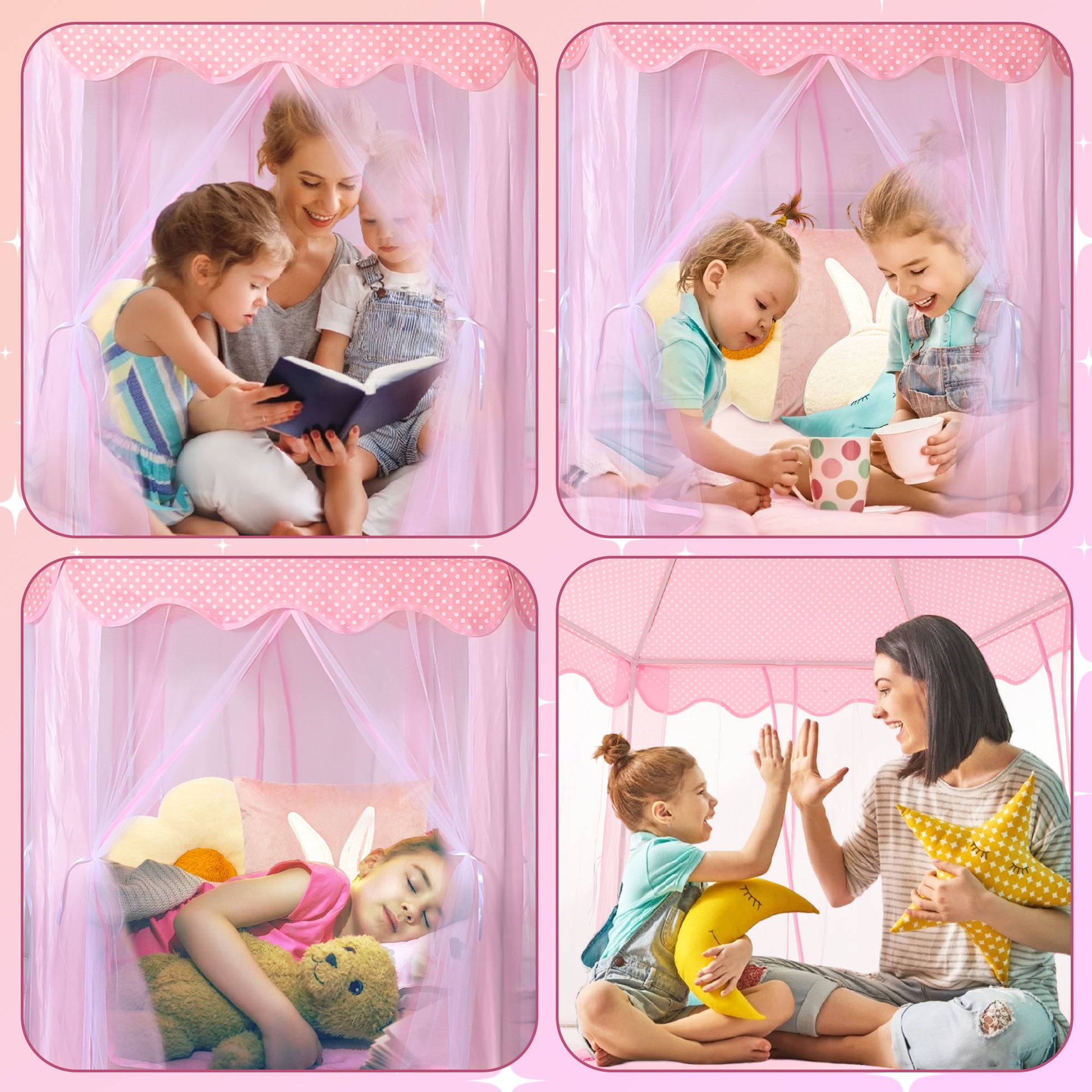 Wisairt Princess Castle Tent for Girls, Large Kids Playhouse with Star – WISAIRT
