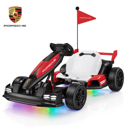 Porsche 36V Electric Go Kart for Kids Ages 6+, With Dual 300W Motors,3-Speed Drift,White