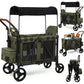 Vomeast Wagon Stroller for 2 Kids, 3-in-1 Outdoor Baby Stroller Wagon with Canopy, 5-Point Harness, Adjustable Handlebars, Removable Seat for Toddlers, Grey