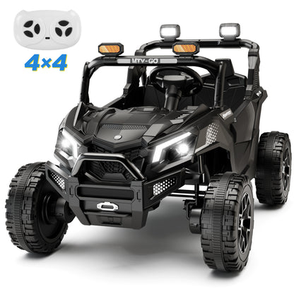 Wisairt 24V Ride on Toys 4WD Ride on Cars with Remote Control, 2 Seater Electric Car for Kids, Power Car Wheels, UTV w/ Four Motors, Music, LED Lights, Wireless Audio, 3 Speeds