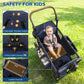 Vomeast Wagon Stroller with Tray,2-Seater Wagon for Kid,Side Entry,Blue