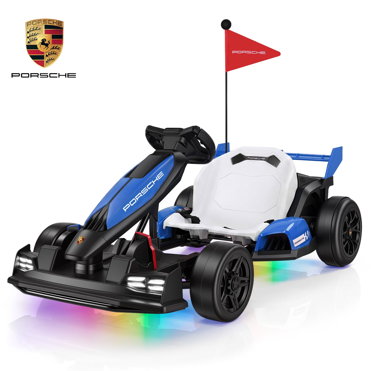 Porsche 36V Electric Go Kart for Kids Ages 6+, With Dual 300W Motors,3-Speed Drift,White