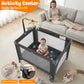 Vomeast Baby Playard,Portable Baby Bassinet Pack and Play with Mattress and Toy Bar,Foldable Bassinet Crib,0-5 Months,Black