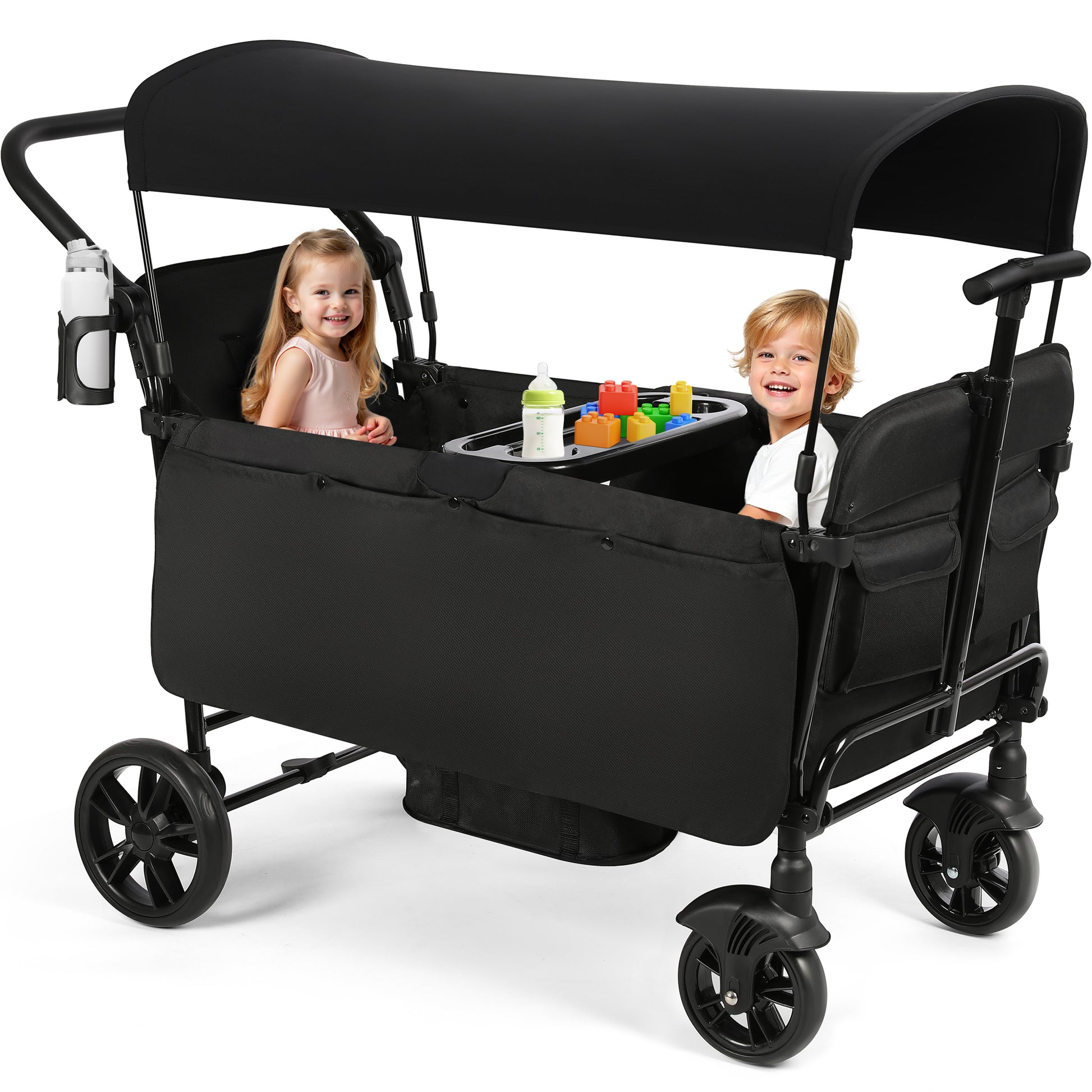 2 seat wagon stroller Vomeast Wagon Stroller for Kids,Spacious 2-Seater Stroller Wagon with – WISAIRT