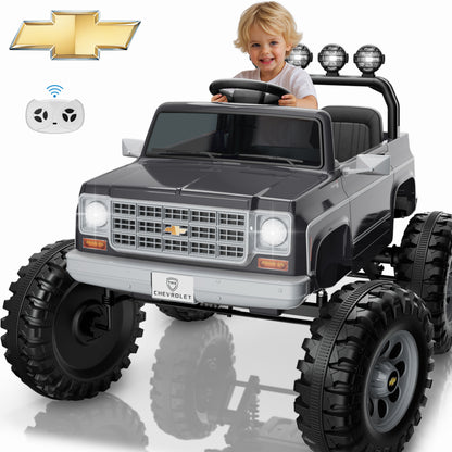 Chevrolet Cheyenne 24 Volt Ride on Toys with Remote, Ride on Truck for Big Kids 3-8 Years, Wisairt Power Car Wheels with 2 Seater