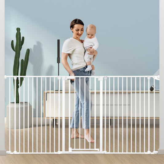 Wisairt Extra Wide Baby Gate for Doorways Stairs,35.5-79.6 Inch Walk Through Baby Safety Gate with Auto Close for Aged 6+ Months