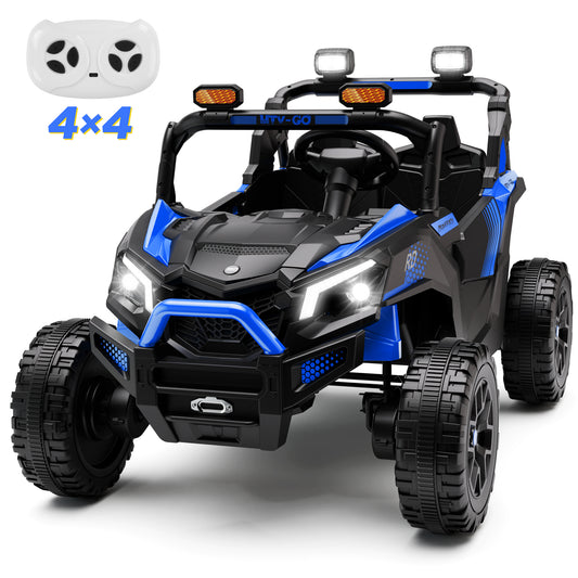 Wisairt 24V Ride on Toys 4WD Ride on Cars with Remote Control, 2 Seater Electric Car for Kids, Power Car Wheels, UTV w/ Four Motors, Music, LED Lights, Wireless Audio, 3 Speeds