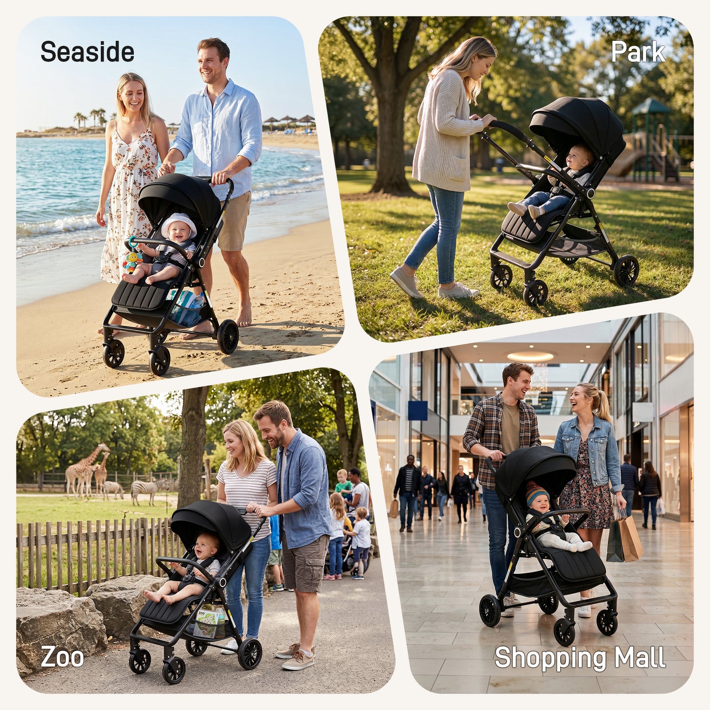 Vomeast Lightweight Stroller, Foldable Baby Stroller with Reversible Handle & One-Hand Fold for Travel
