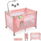 Vomeast Baby Playard Baby Bassinet with Toy Bar,Portable Crib Pack and Play,Play Yard,0-5 Months,Pink