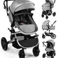 Vomeast Baby Stroller, Foldable Aluminum Alloy Stroller with Reversible Bassinet