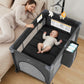Vomeast Baby Playard,Portable Baby Bassinet Pack and Play with Mattress and Toy Bar,Foldable Bassinet Crib,0-5 Months,Black