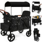 Vomeast Wagon Stroller for 2 Kids, 3-in-1 Outdoor Baby Stroller Wagon with Canopy, 5-Point Harness, Adjustable Handlebars, Removable Seat for Toddlers, Grey