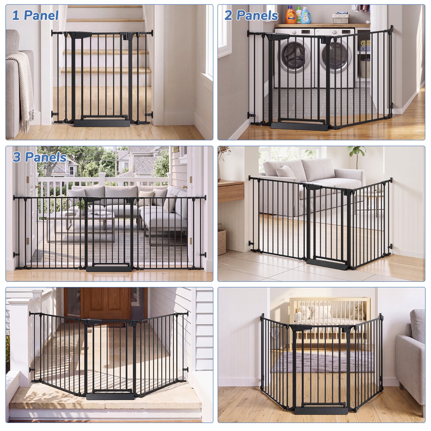 Vomeast 34.6"-84.2" Extra Wide Baby Safety Gate,Auto Close Pet Dog Gates for Stairs Doorways Fireplace,Anti-Trip Pedal,29.5" Tall,Black