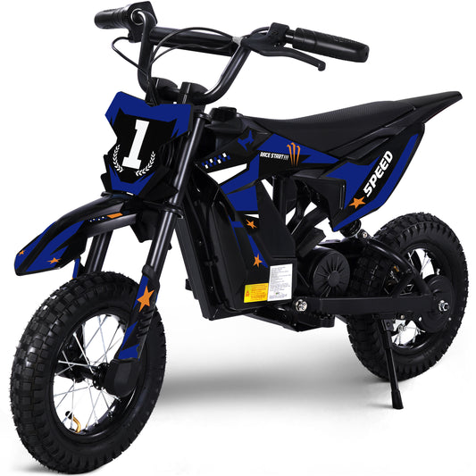 Wisairt 36V 5.2A Electric Dirt Bike 300W, up to 15.5 mph, Ride on Bike for Kids Ages 5-10, Blue