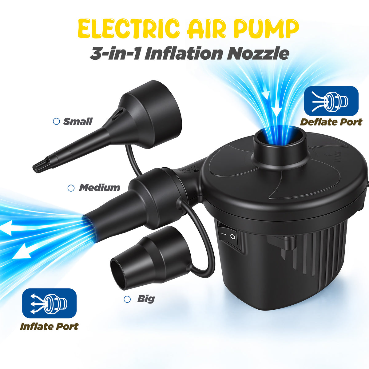 Wisairt Inflatable Bounce House with Electric Air Pump and Inflation Nozzle,Indoor Outdoor Blow up Bouncy House