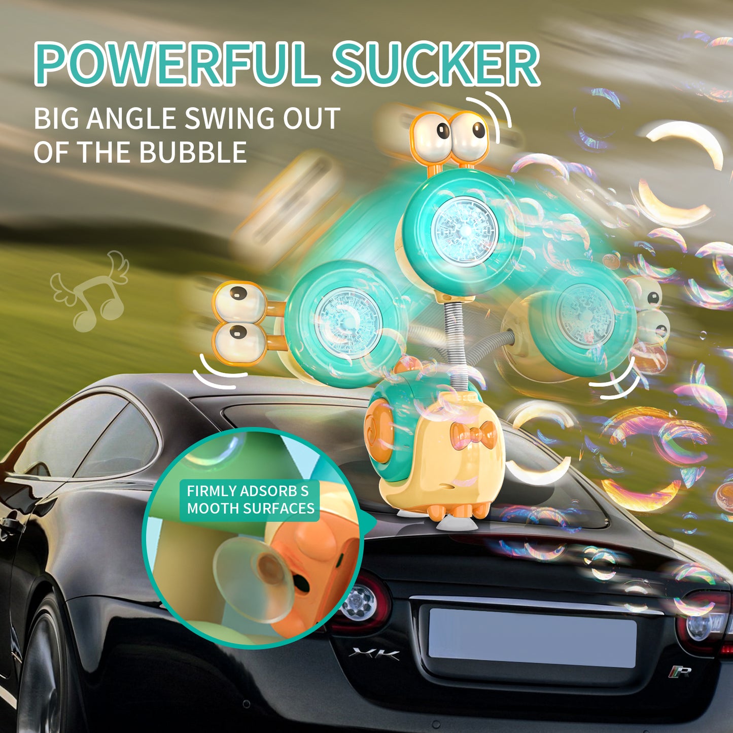 Wisairt Bubble Machine,Snail Bubble Machine with 1 Bubble Solutions & 10 Concentrated Bubble Liquids ,Bubbles Machine for Kids Toddles 3+,Summer Toy Gift fo Kids Birthday Wedding Party(Yellow & Green）