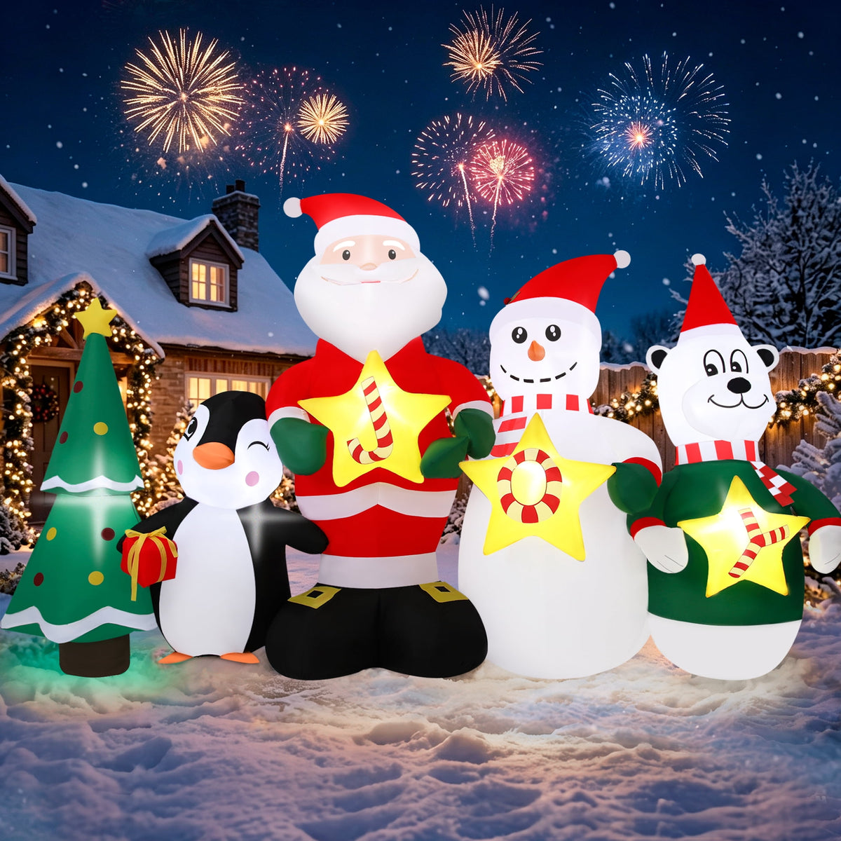 6FT Christmas Inflatable Santa Claus Outdoor Yard Decoration with Built-in LED lihgts,10s Fast Blow-up