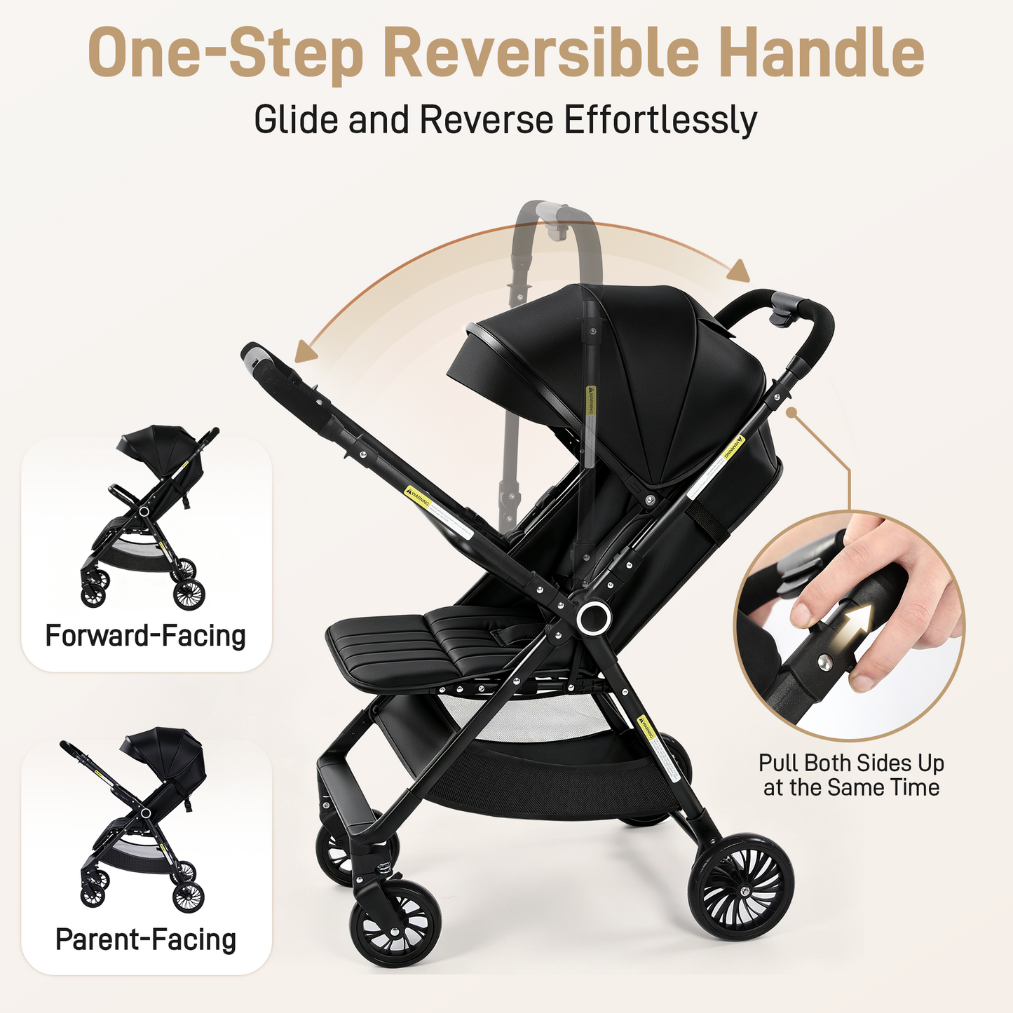 Vomeast Lightweight Stroller, Foldable Baby Stroller with Reversible Handle & One-Hand Fold for Travel