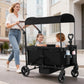 2-Seater Wagon Stroller for Kids, Foldable Baby Stroller Wagon with Canopy, Push & Pull Handles, All-Terrain Wheels