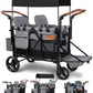 Vomeast Upgrade Wagon Stroller for 2 Kids, 2-Seater Outdoor Baby Stroller Wagon with Canopy, 5-Point Harness, Adjustable Handle(Black)