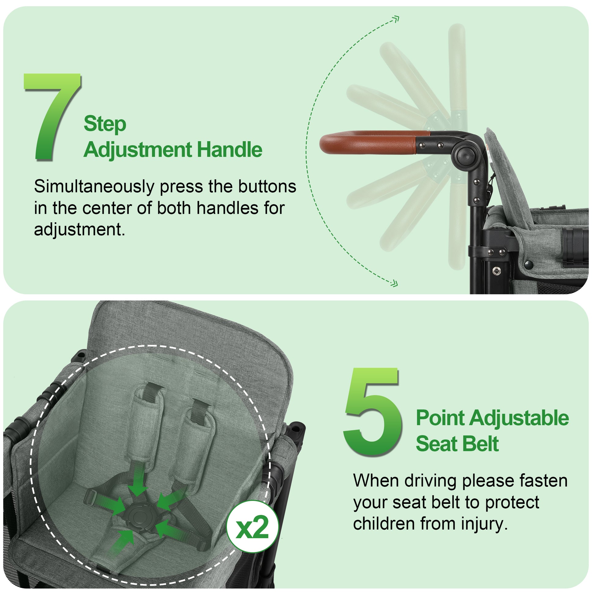 stroller wagon with seat belts Vomeast Wagon Stroller for 2 Kids, 3-in-1 Outdoor Baby Stroller Wagon – WISAIRT