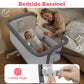Vomeast Baby Bassinet Bedside Sleeper with Wheels, Adjustable Height, Dual-Lock, Storage Bag for Newborns Infants, Gray