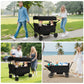 Vomeast Wagon Stroller for Kids,Spacious 2-Seater Stroller Wagon with Adjustable Canopy,Pull & Push Handle,5-Point Harness,Foldable for Toddlers, Black