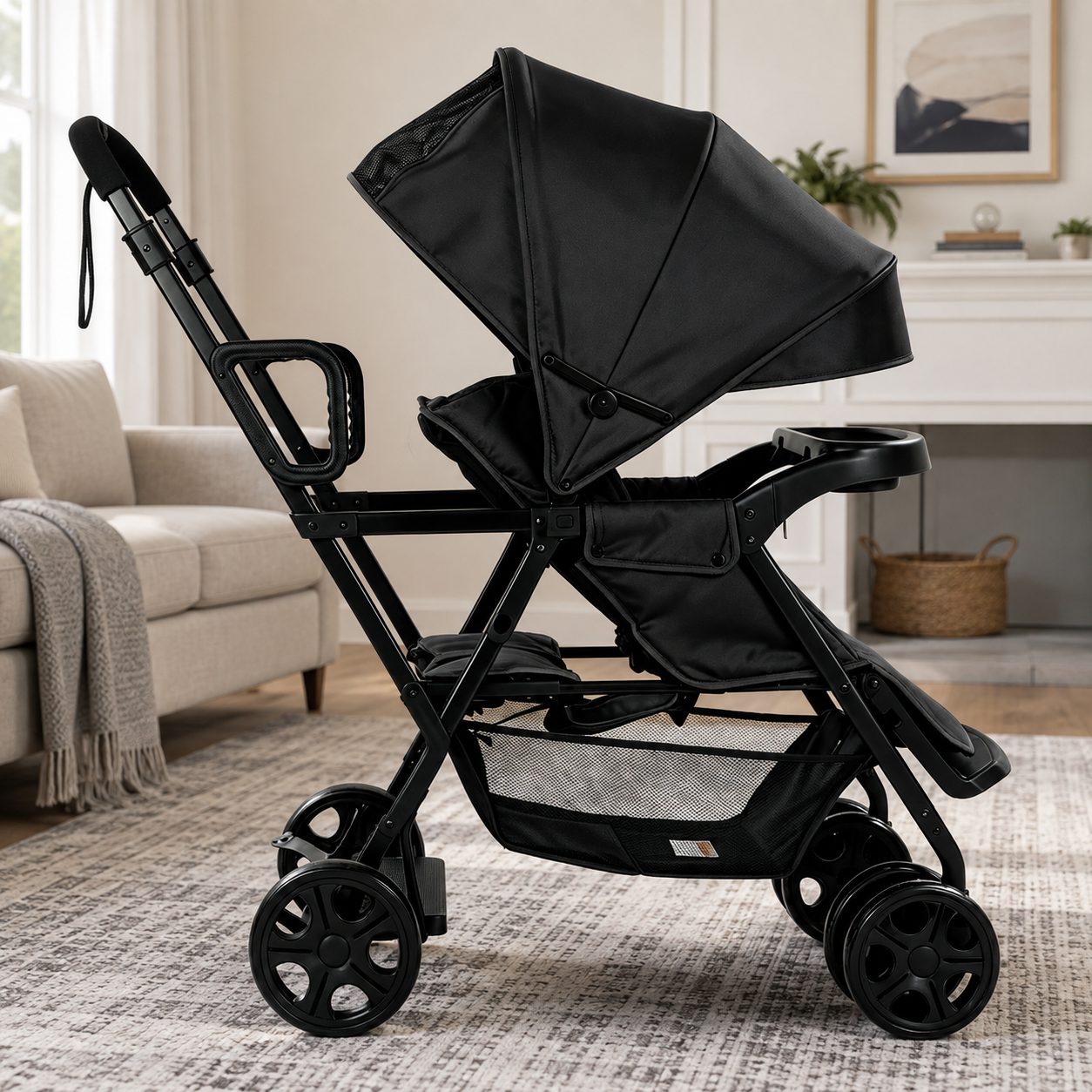 Vomeast Double Stroller, Foldable Travel Baby Stroller, Sit and Stand, Lockable Front Wheels, Dual Rear Brakes