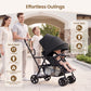 Vomeast Double Stroller, Foldable Travel Baby Stroller, Sit and Stand, Lockable Front Wheels, Dual Rear Brakes