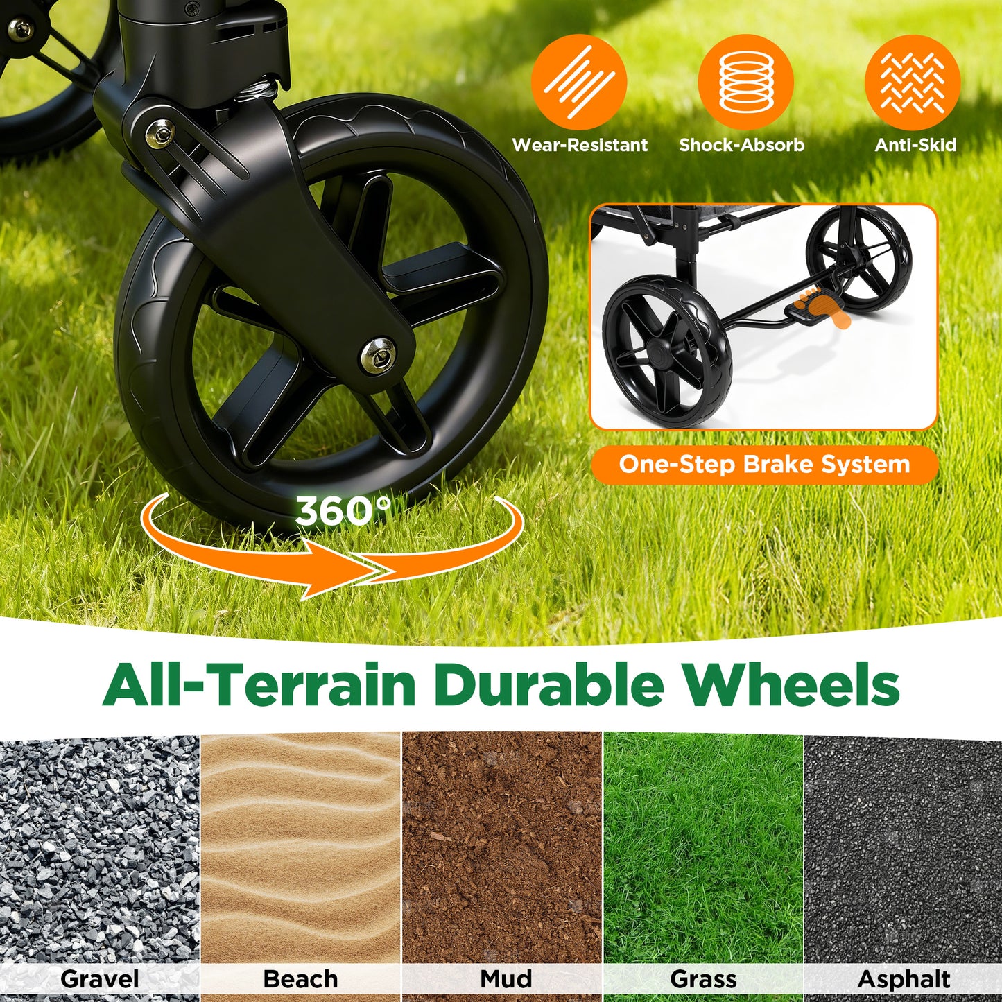 Vomeast Upgrade Wagon Stroller for 2 Kids, 2-Seater Outdoor Baby Stroller Wagon with Canopy, 5-Point Harness, Adjustable Handle(Black)