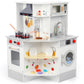 Wisairt Pretend Play Kitchen Set, Wooden Kitchen for Kids w/ Stove, Sink, Oven, Microwave, Coffee Maker Gift for Boys Girls Age 3-8