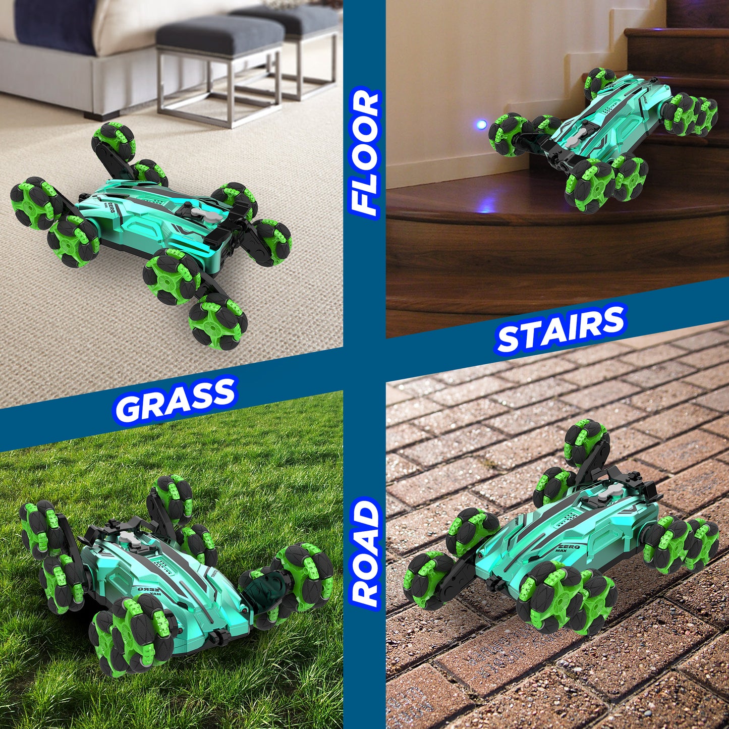 WISAIRT Remote Control Monster Truck,1:18 RC Drift Car with Spray 360 Degress Stunt Car Toys for Kids Boys Girls 6+ Birthday Gifts(Green)