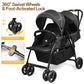 Vomeast double stroller for Twins, Foldable Lightweight Travel Stroller for infant and toddler, 5-Point Harness, Adjustable Canopy & Reclining Seat