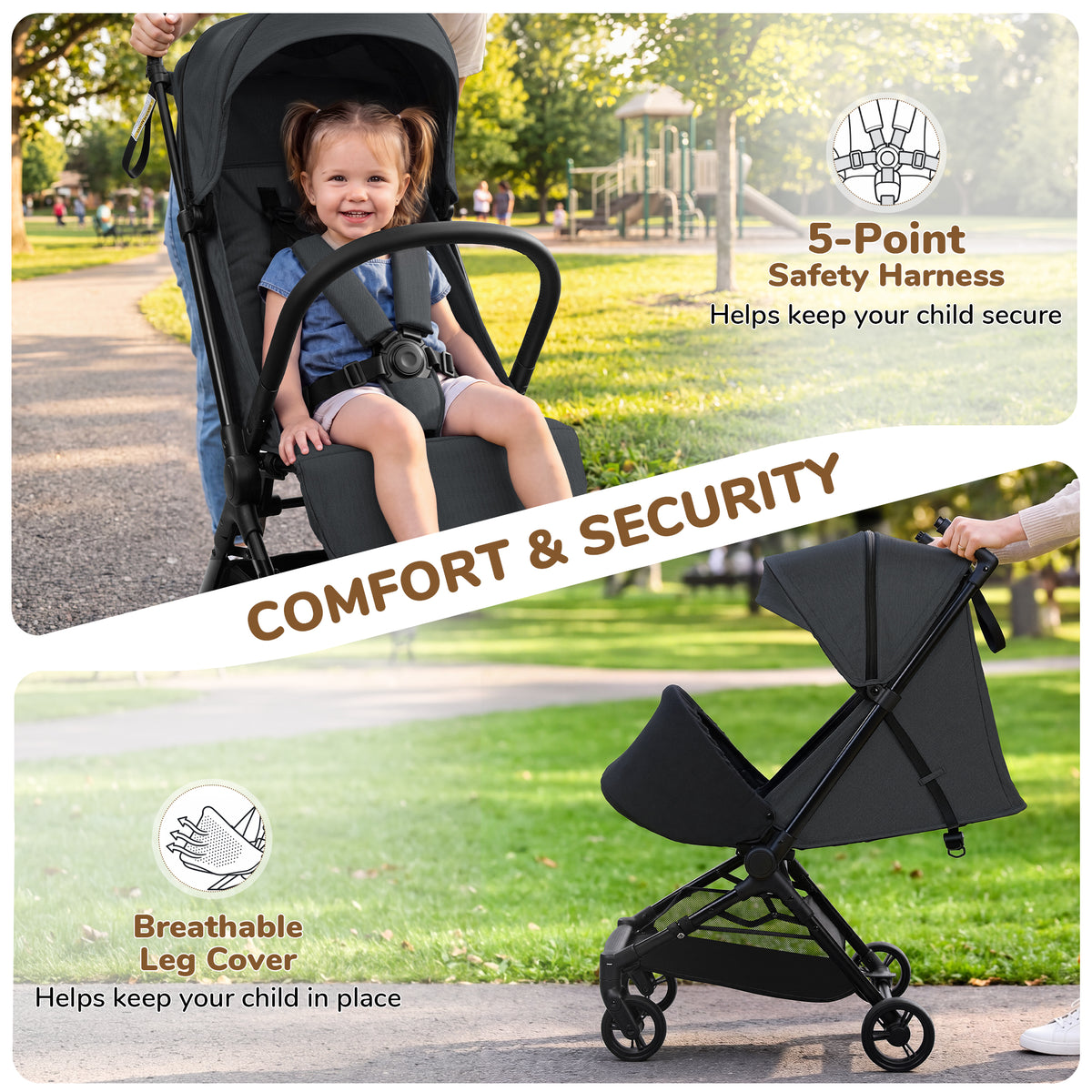 Vomeast Lightweight Stroller for Airplane Travel, Portable Baby Stroller for Infants and Toddlers, 12 lb