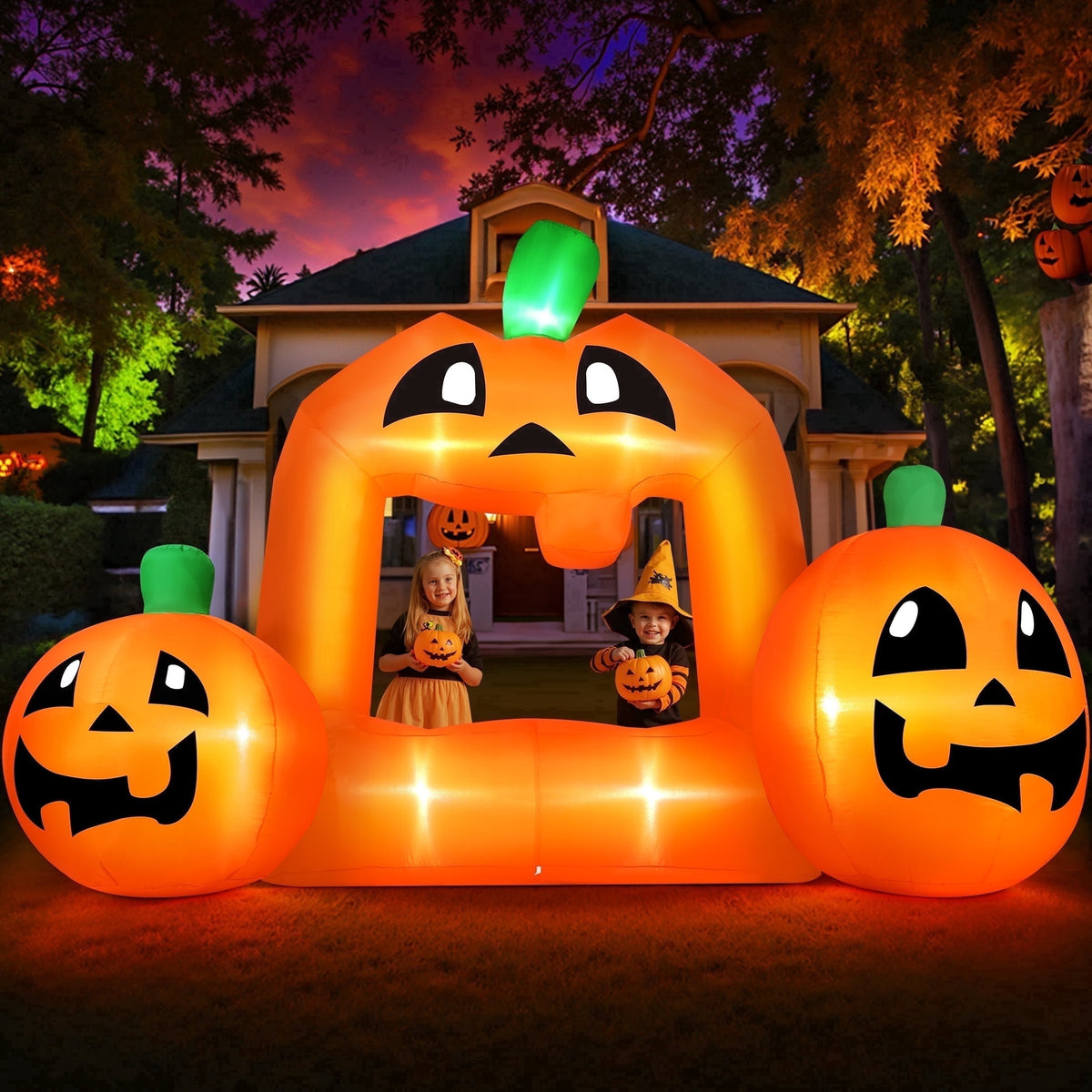 8.5ft Inflatable Pumpkin Photo with LED Lights ¨C Outdoor Halloween Decor